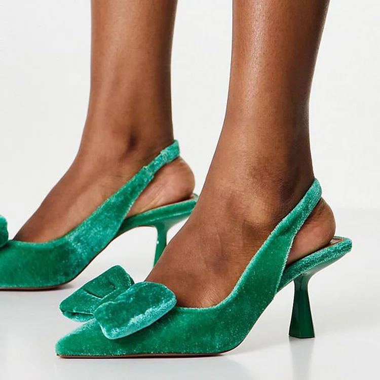 Green velvet shop kitten heels