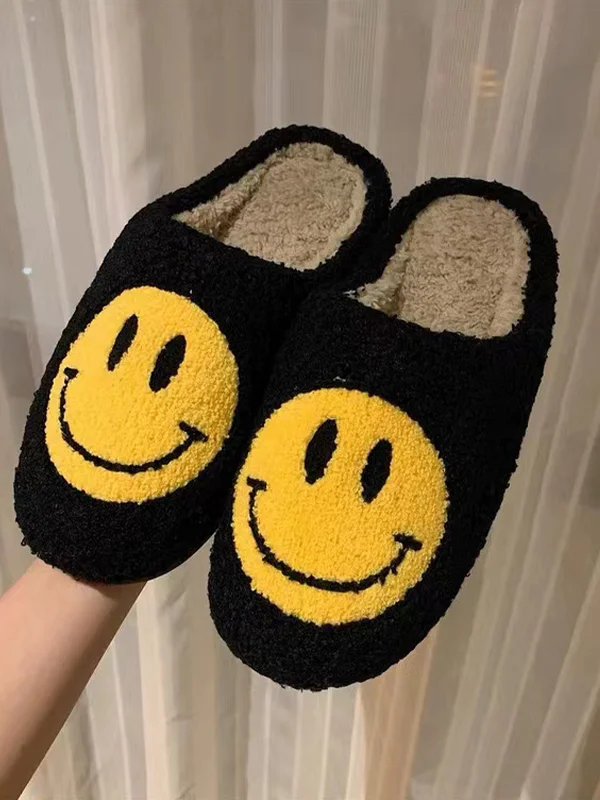 Casual Smiley Plush Non-Slip Slippers