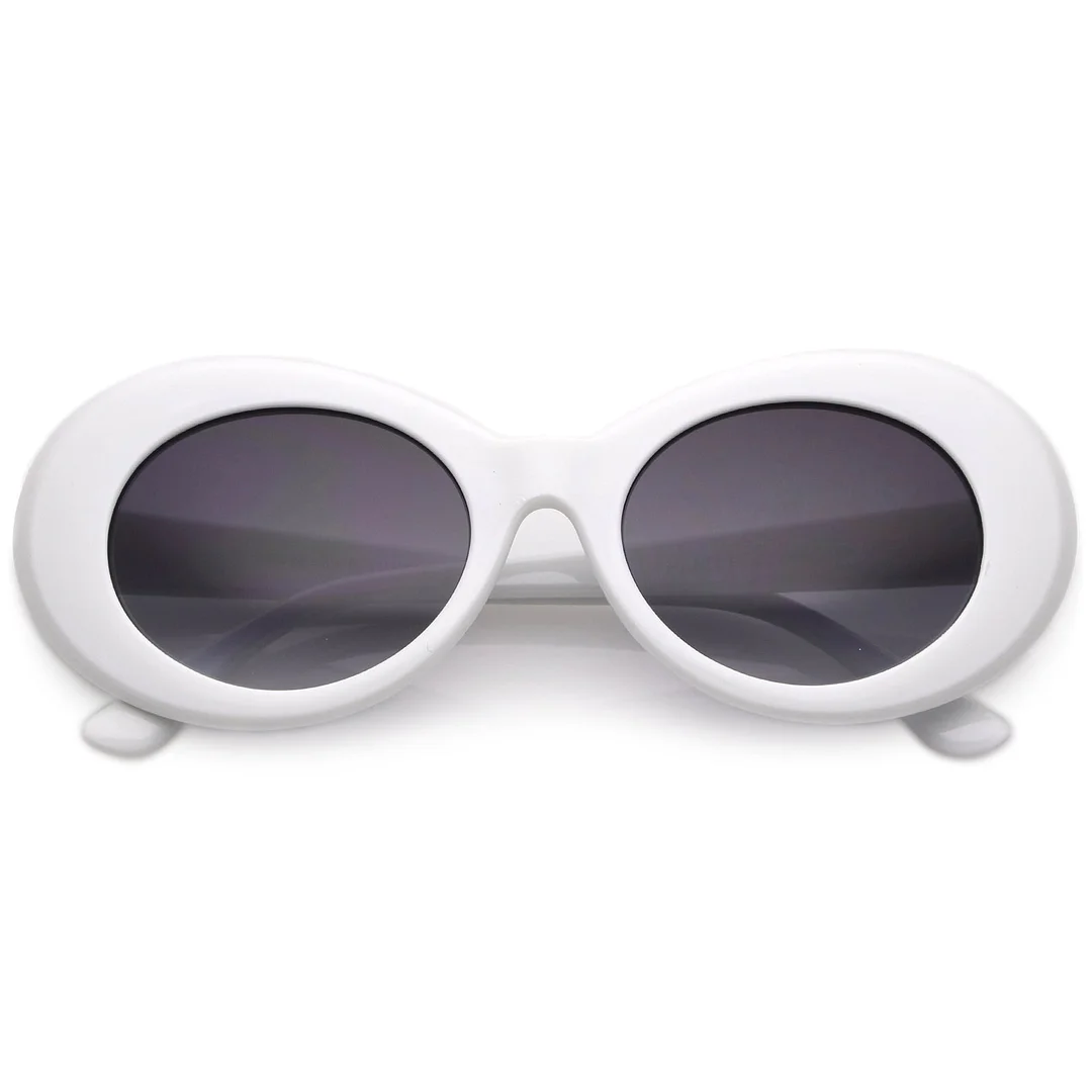 Retro White Oval glasses With Tapered Arms Neutral Colored Gradient Lens 50mm