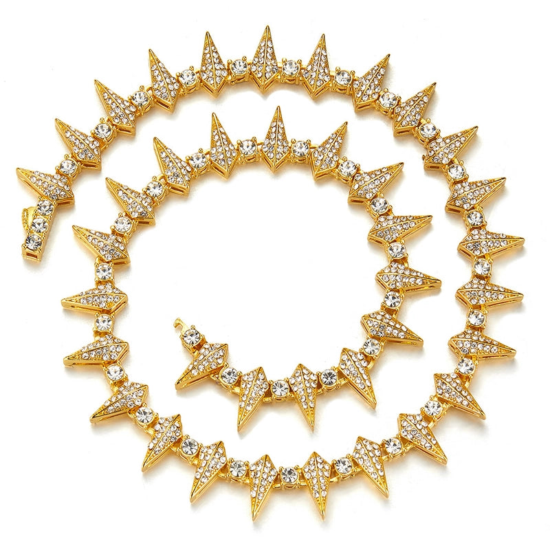 Hip Hop Necklace Jewelry Hiphop Zinc Alloy Rhinestone Cuban Link Chain Necklace Couple Trendy Brand