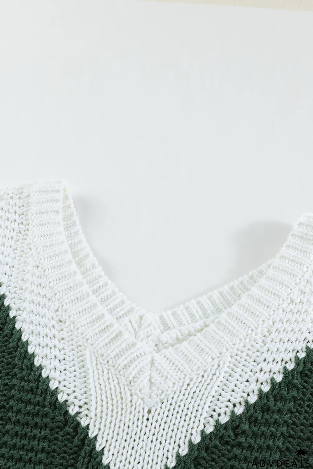 Green Color Block Drop Shoulder Oversize Sweater