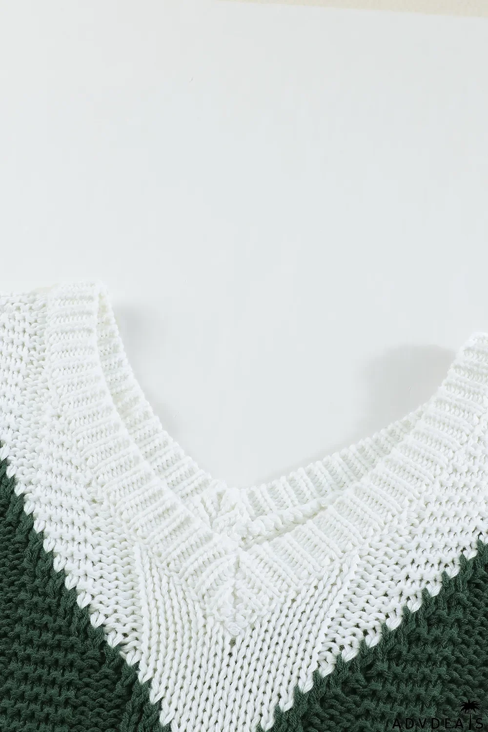 Green Color Block Drop Shoulder Oversize Sweater