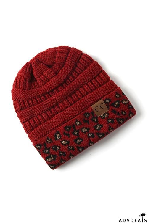 Animal Print Messy Bun Beanie