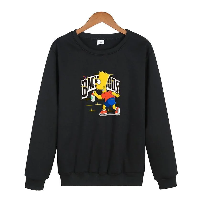 Bart Simpson Backwoods Sweatshirt Printed Round Neck Pullover Hoodie