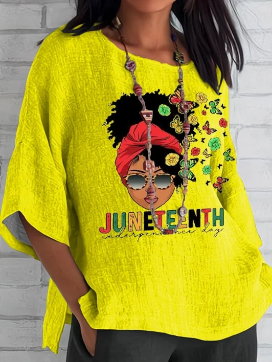 Women's Juneteenth Independence Day Print Printed Blouse 