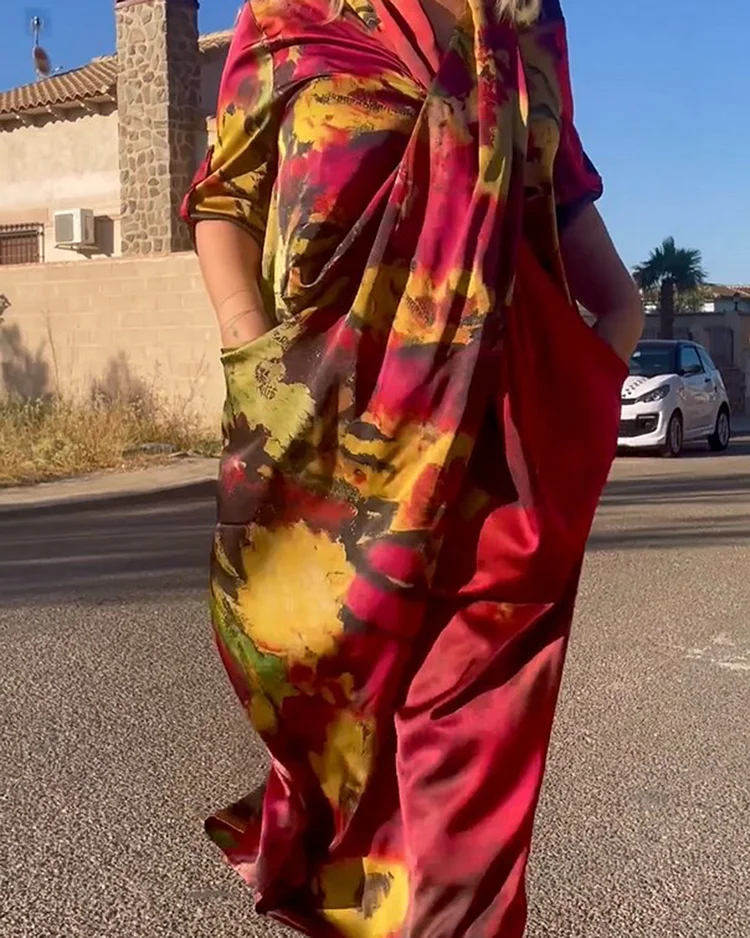 Printed Pocket Dress With Chic Design