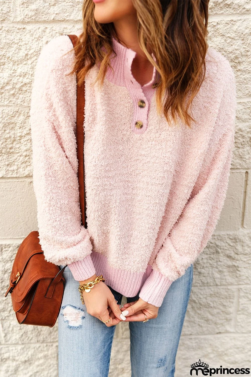 Pink Furry Knit Sweater