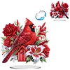 (US Only)2D Flat Print Flower Cardinal DIY Double-Sided Desktop Diamond Art Kits