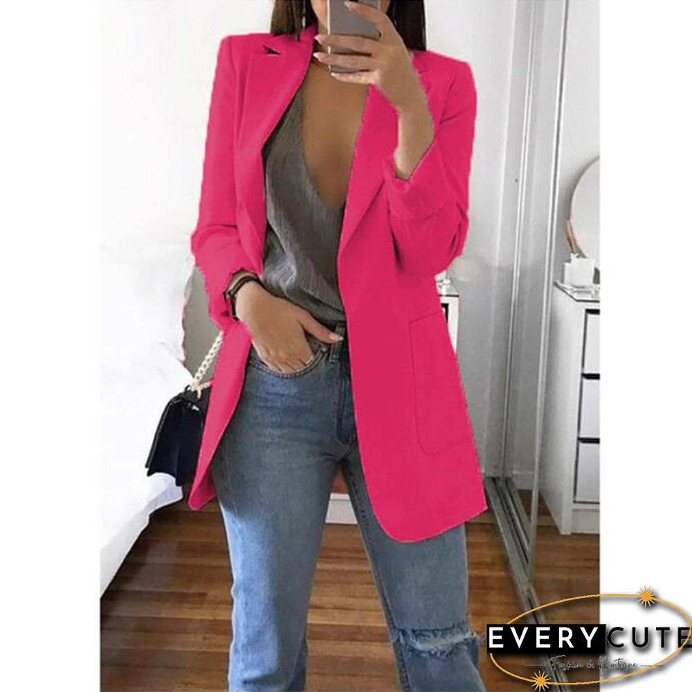 Womens Blazer Jackets Autumn Casual Plus Size Fashion Basic Notched Slim Solid Coats
