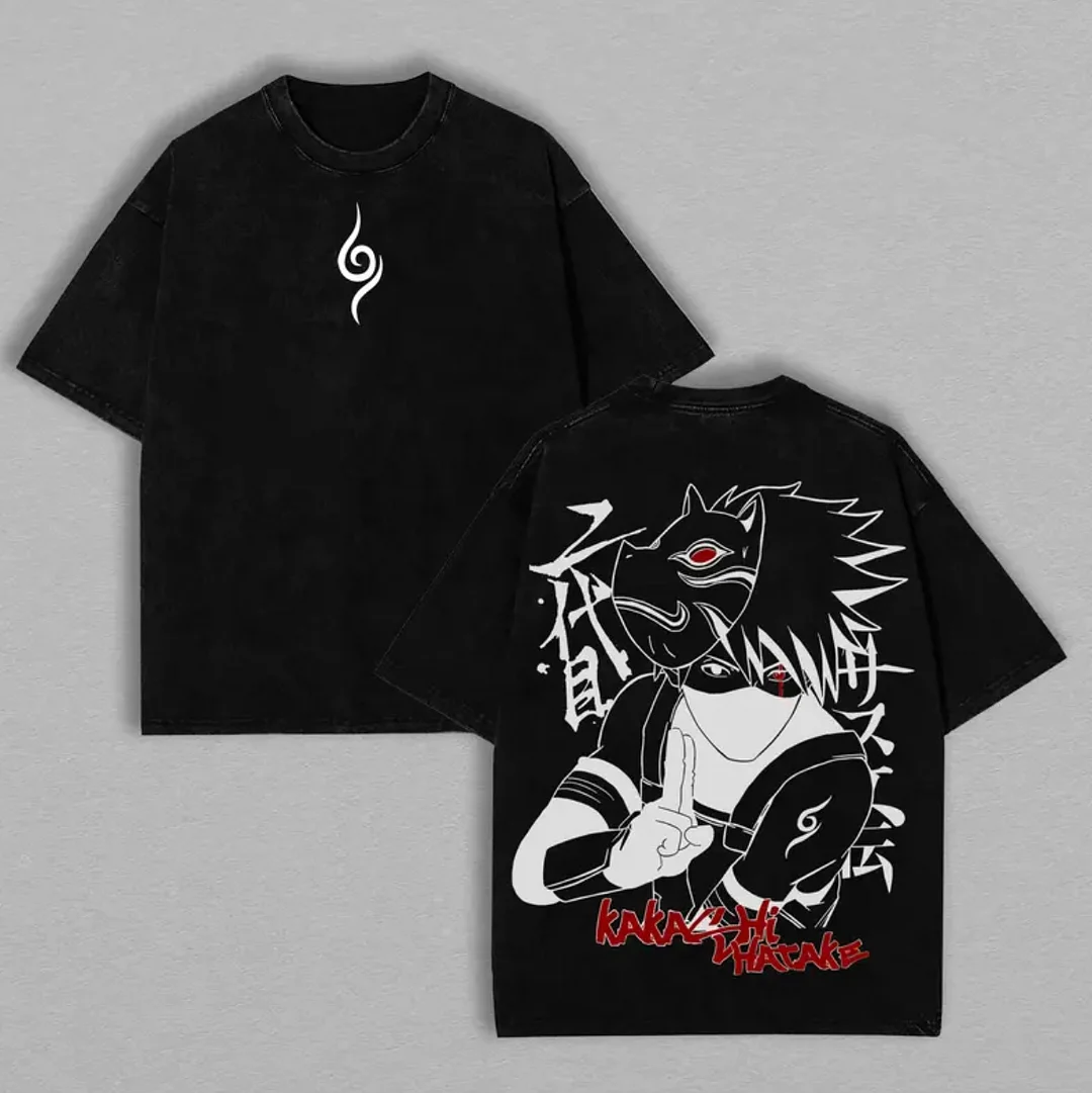 Naruto Kakashi Hatake Printed Unisex Washed T-Shirt