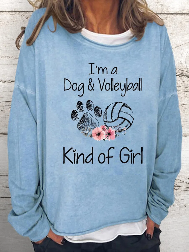 I'm a Dog and Volleyball kind of girl Women Loose Sweatshirt-Annaletters