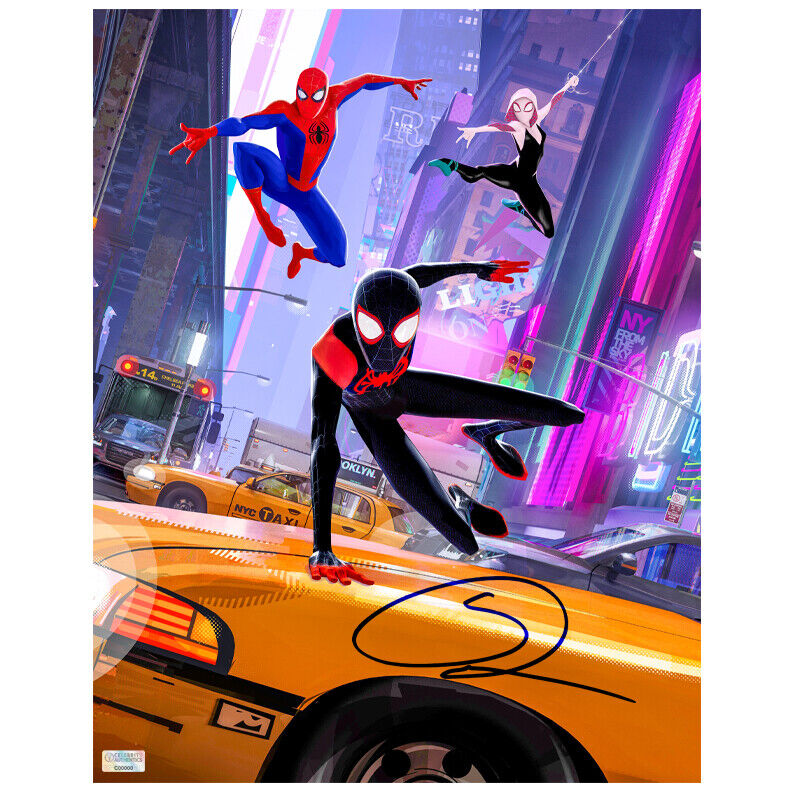 Shameik Moore Autographed Spider-Man Into The Spider-Verse Pursuit 11x14 Photo Poster painting