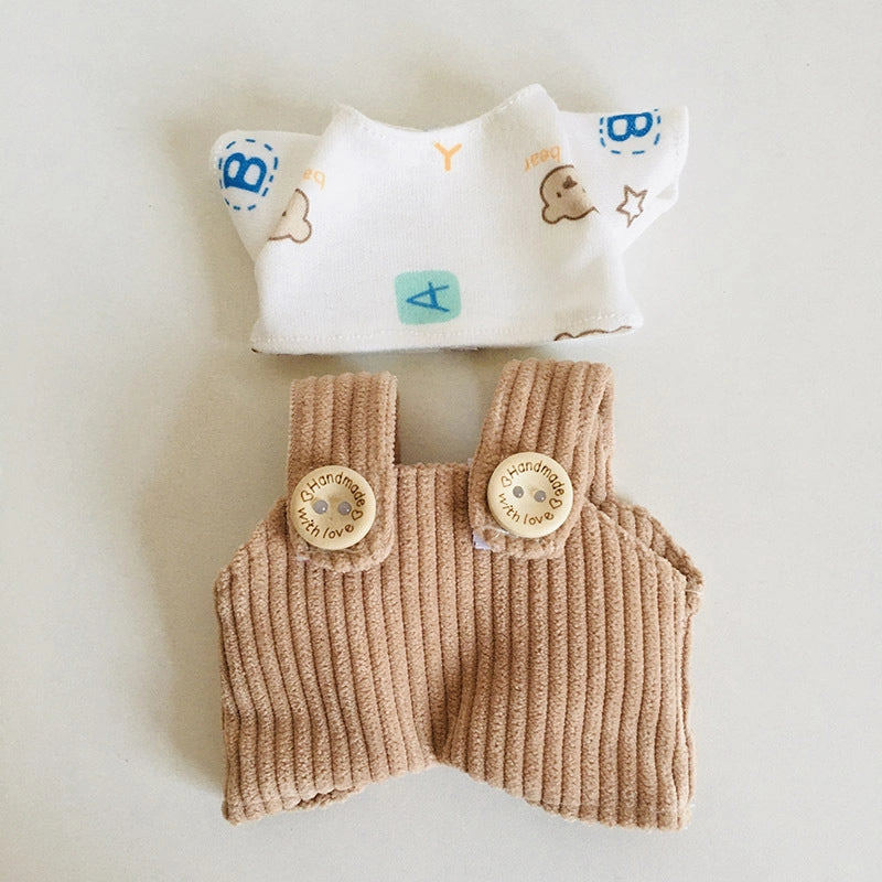 17cm Vinyl Plush Doll Clothes Pull Cloth Pendant T-shirt Button Suspender Pants Clothing Accessories Blind Box Doll Clothes