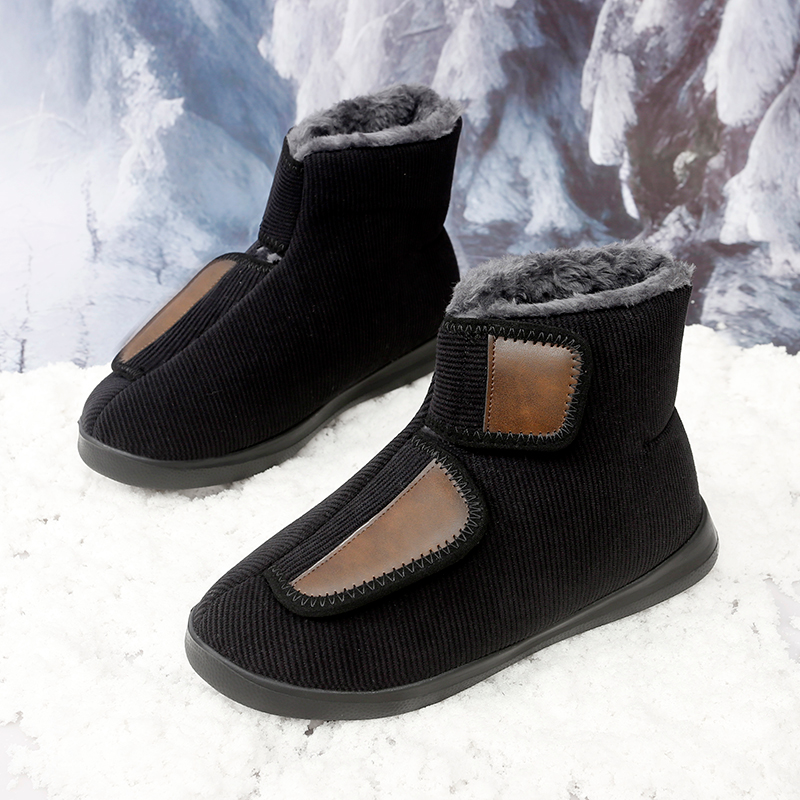 Localnetstore shoes for mens dress Men Snow boots canvas BareFoot Casual Shoes Winter Booties Outdoor Work Warm Fur Men Ankle Shoes Male plush Snow Boots