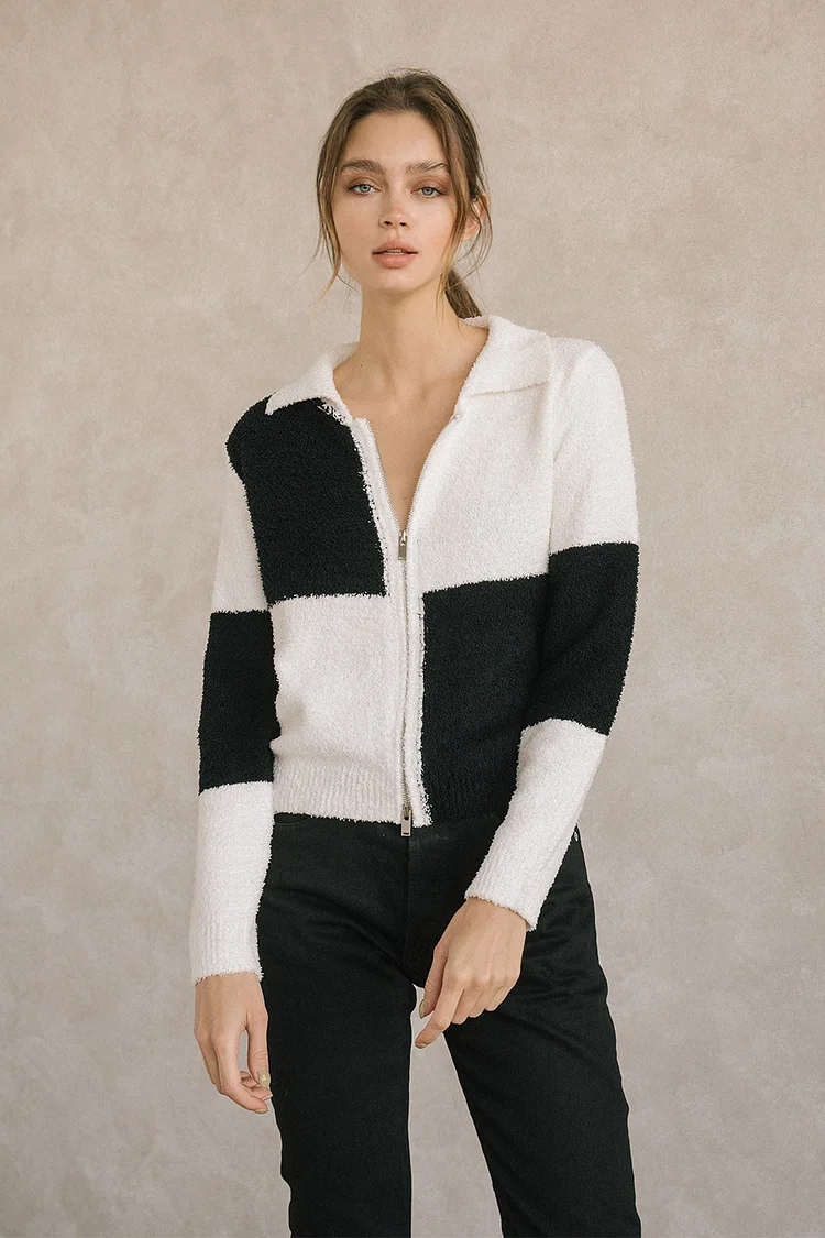 Color Block Sweater Black and White