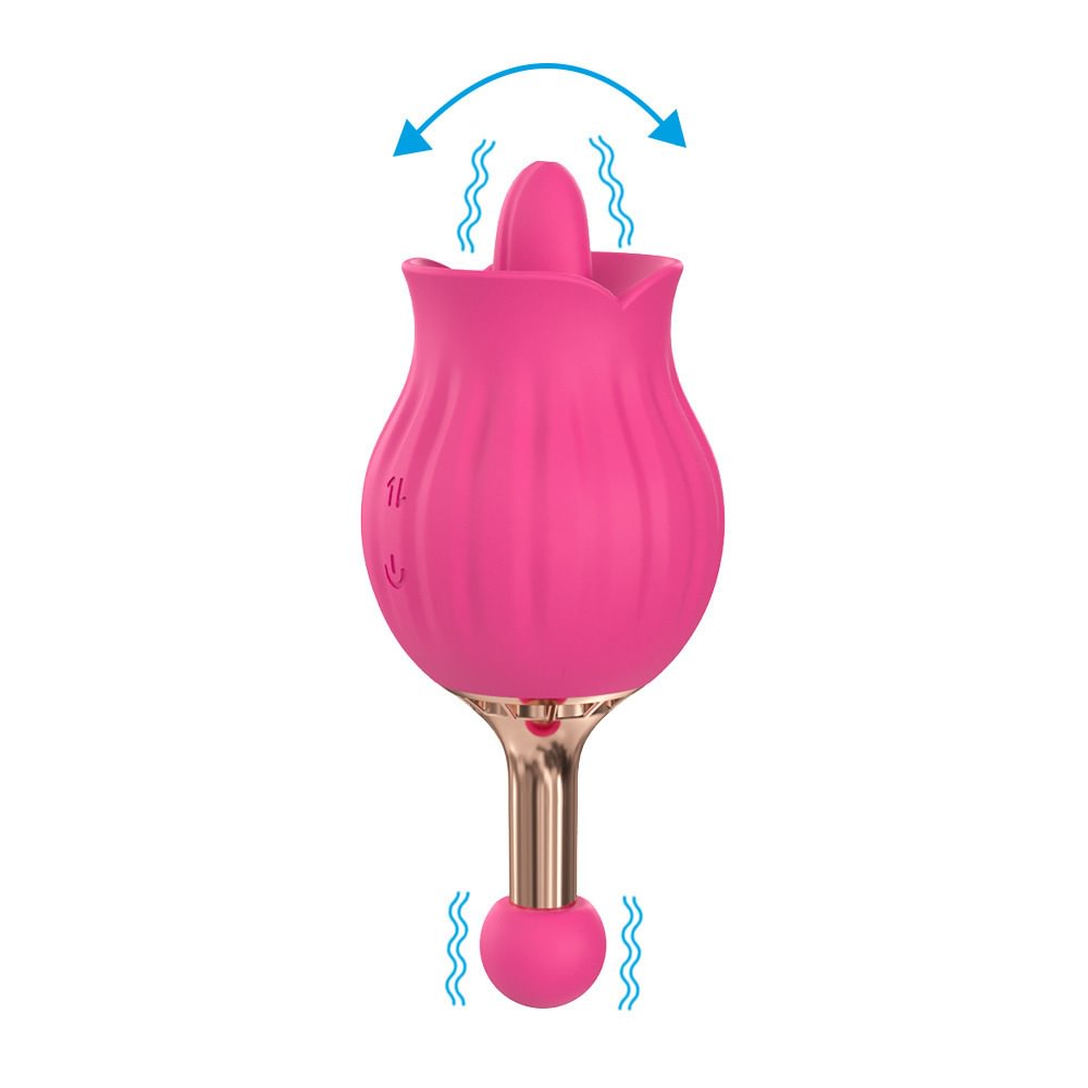 Rose Tongue Licking Vibrator G Spot Clitoral Stimulator For Women  