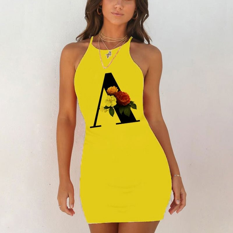 Spaghetti Camisole Mini Short Dress Women Plus Size Bodycon Dress Summer Sexy Sleeveless 26 Letter Print Party Club Dresses 2021