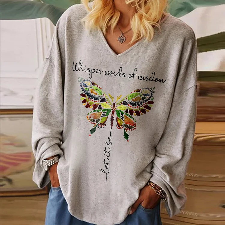 Whisper Words Of Wisdom Printed Butterfly Women's T-shirt socialshop