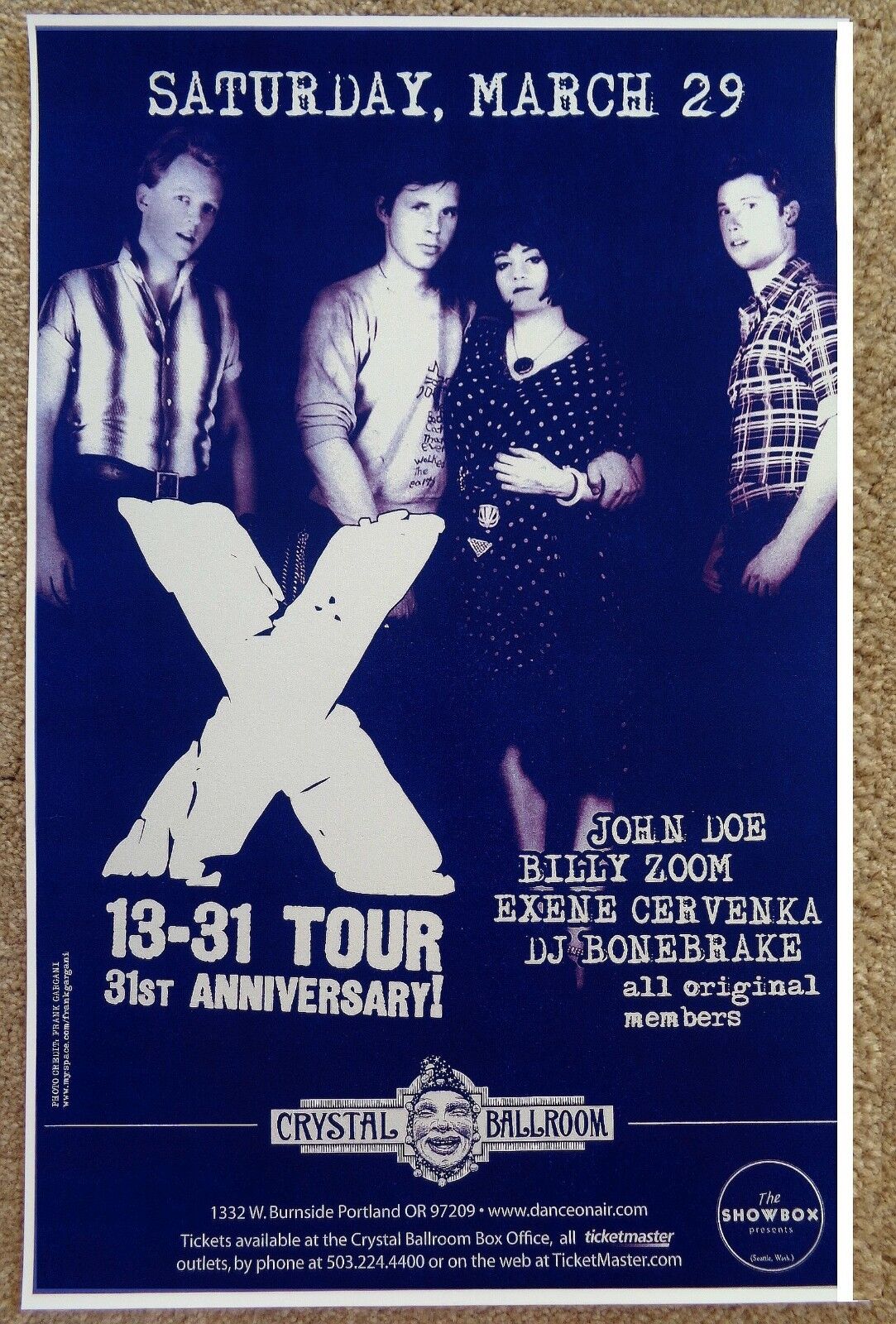 X Band POSTER 31st Anniversary JOHN DOE / EXENE / BONEBRAKE Oregon 2008 Concert