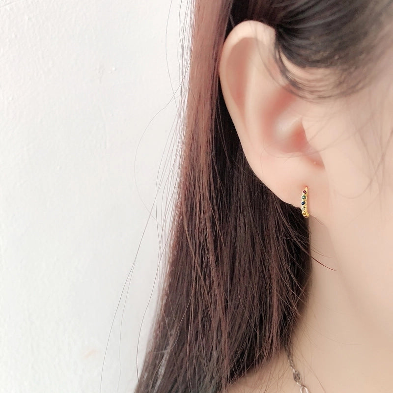 White Gold Plated Silver Plated 925 Sterling Silver Silver ZIRCON Circle Round Oval EARRINGS Hoop Earrings