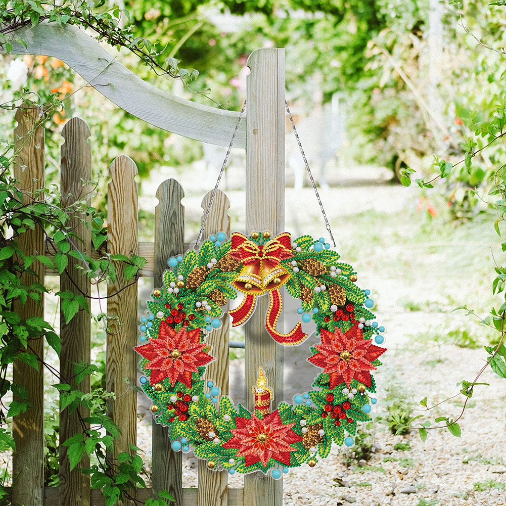 Christmas Wreath with Keychain & Lamp Belt - 5D DIY Craft Pendant - 27.5*26.8CM от Peggybuy WW