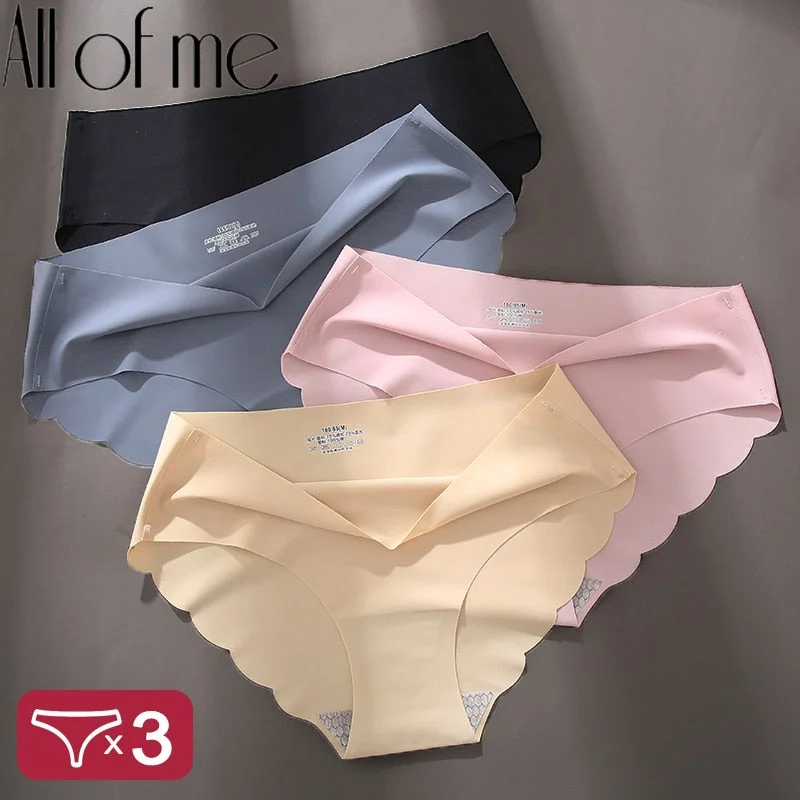 3PCS/Set Women Panties Sexy Seamless Underwear Pantys Lingerie for Female Underpants Soft Solid Color Low-Rise Briefs Intimates