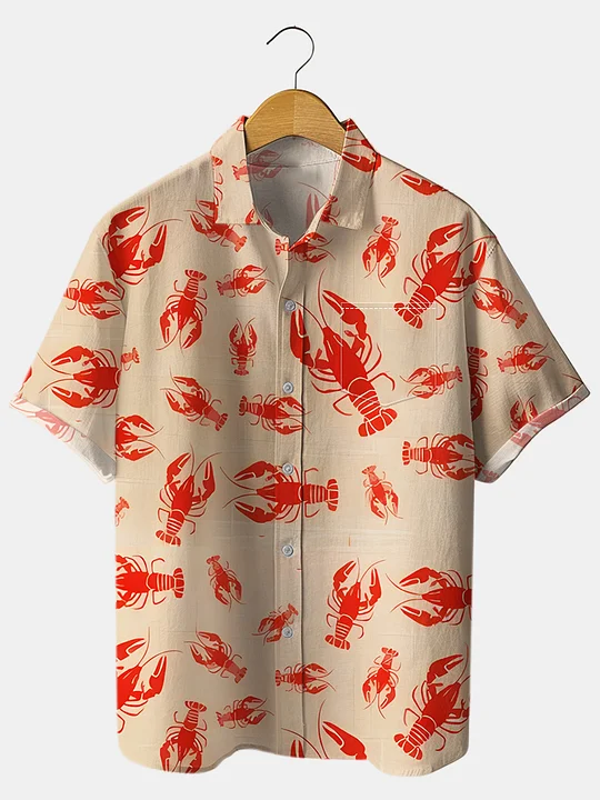 Men's Old Fashioned Cocktails Print 100% Cotton Cuban collar