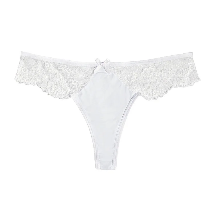 Bowknot Decor Lace Thong Panty