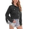 New Autumn Women Fashion Long Sleeve Casual Ladies Outerwear Chaqueta Mujer Stylish Fringe Beaded Loose Denim Jacket Coat