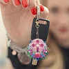 (US Local)6Pcs Acrylic Double Sided Cross Flower Diamond Painting Keychain for Bag Decor
