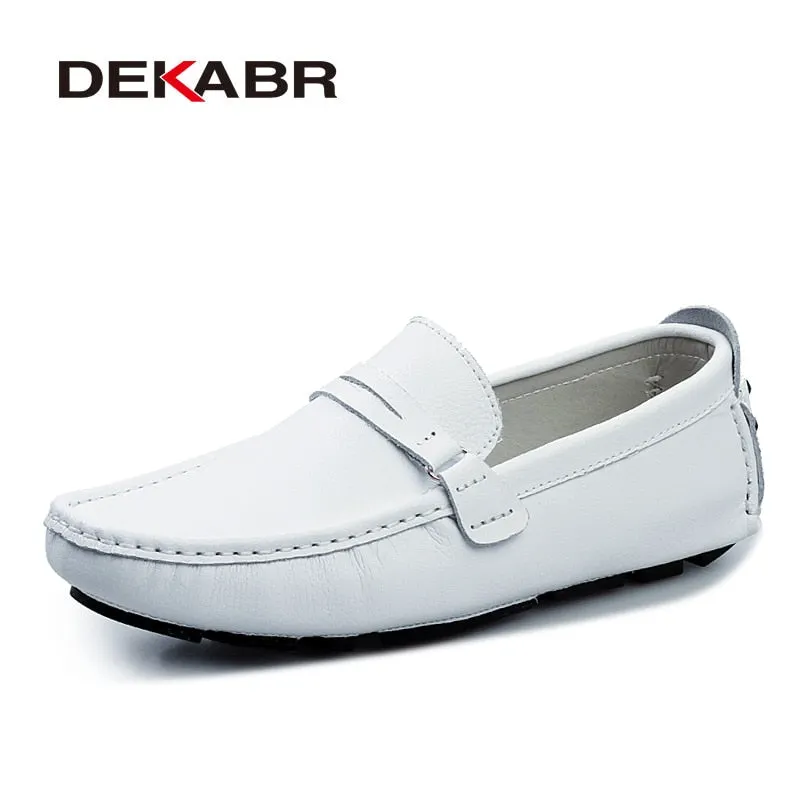 DEKABR PU Leather Men Casual Shoes Classic 2022 Mens Loafers Moccasins Breathable Slip On Black Driving Shoes Big Size 38-48