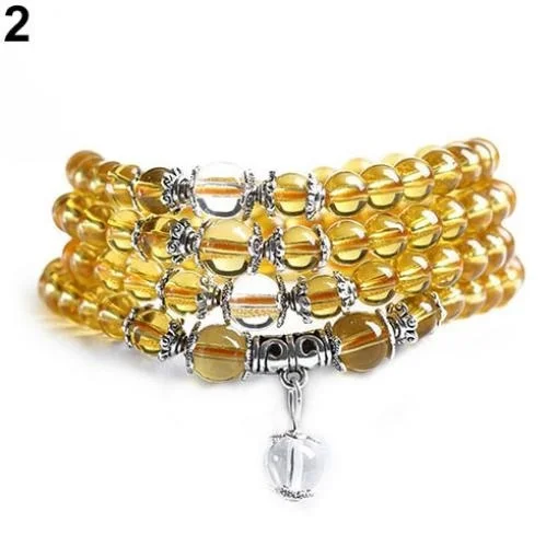 Elegant Design 6mm Crystal Stone Buddhist Amethyst 108 Prayer Beads Mala Bracelet Necklace