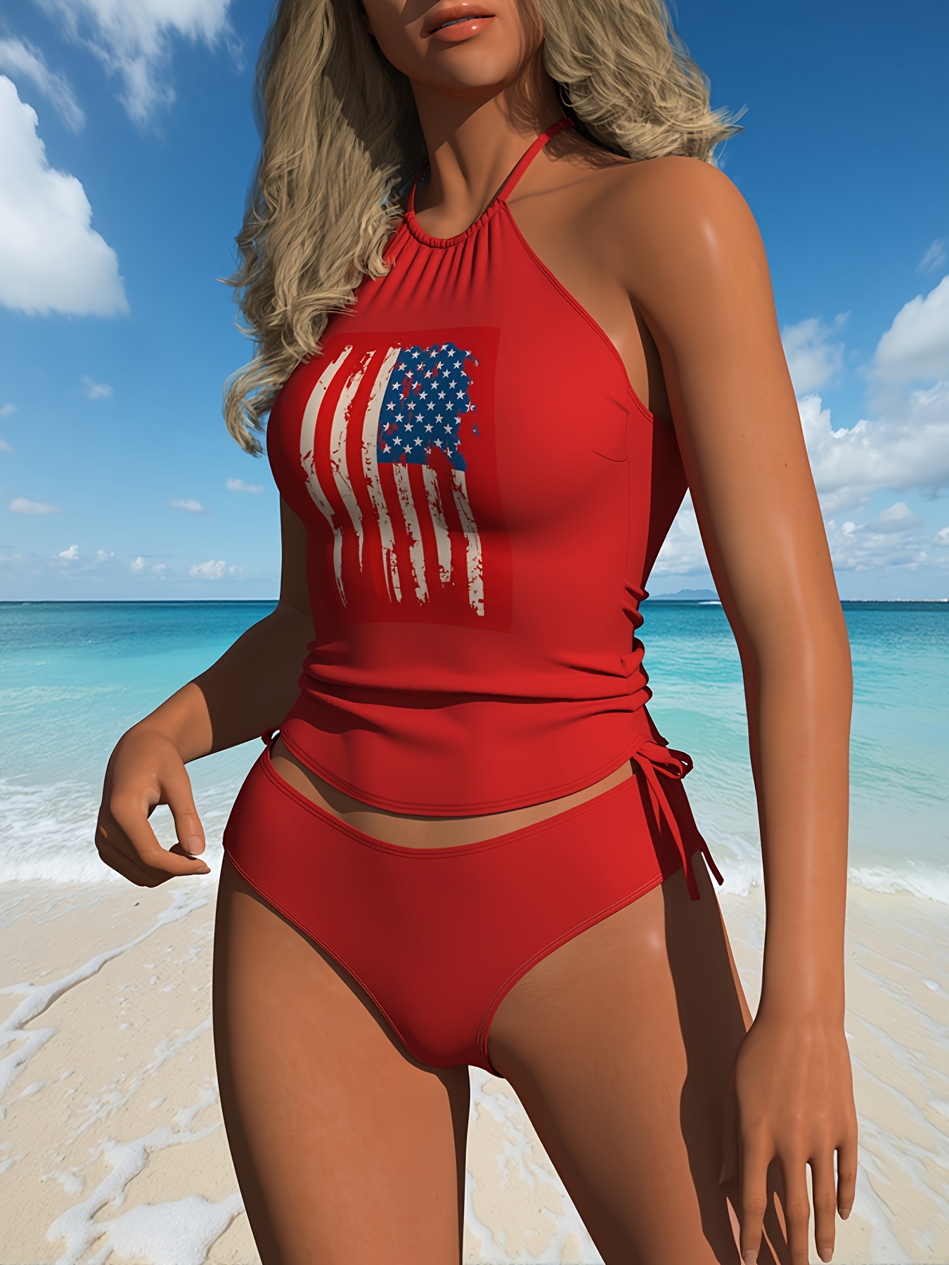 Womens Split Long Tankini Swimsuit East Waist Chest Padded Belly Shading Slim Loose Hot | IFYHOME