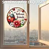 (18.5cm)DIY Acrylic Jigsaw Puzzle Window Hanging with Hanging Chain DIY Stained Glass Decoration Round Window Puzzle Decor for DIY Craft Project (Flower Ladybug)