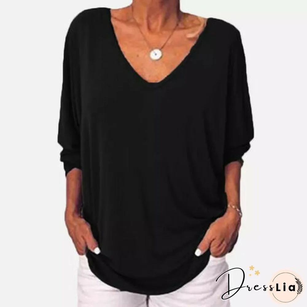 Plus Size Women Loose Casual Tee Tunic Tops Ladies Baggy T-Shirt Button