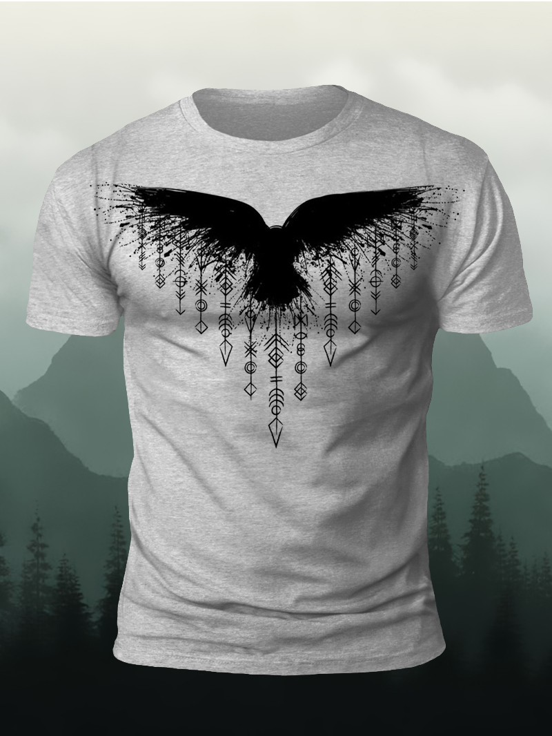 Men's Flying Eagle Pendant Print Casual Short Sleeve T-shirt