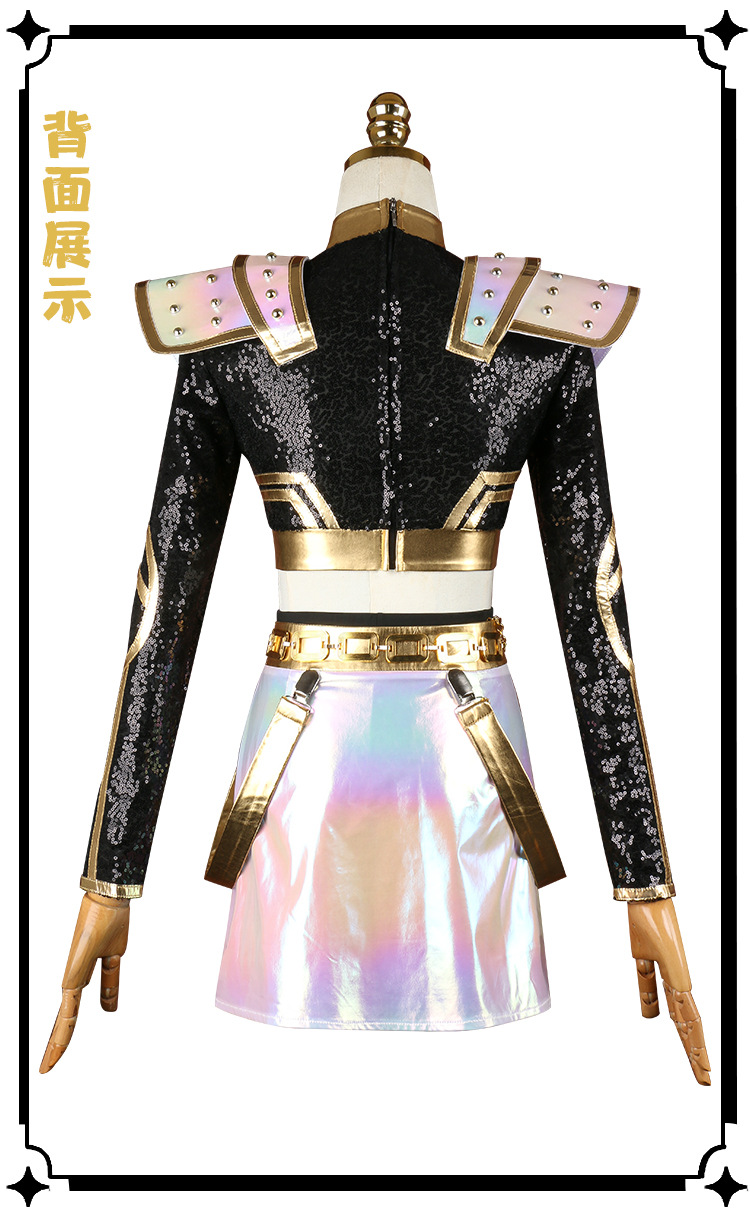 Tegooe Huntrix Zoey Cosplay Costume Wig for Women - Demon Hunter Uniform - BlackWhite Golden - S-3XL