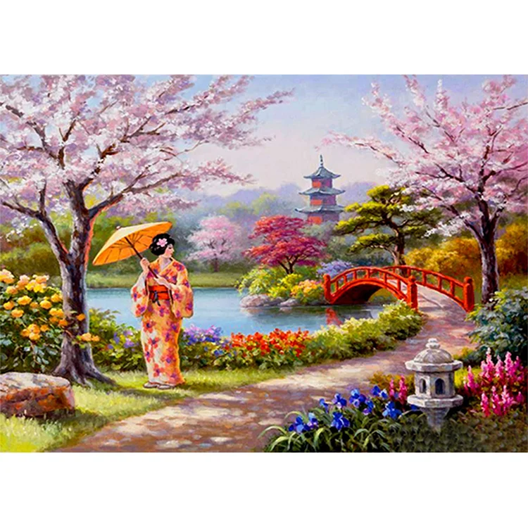 Bridge Over River  (V722) Diamond Painting 40*30CM