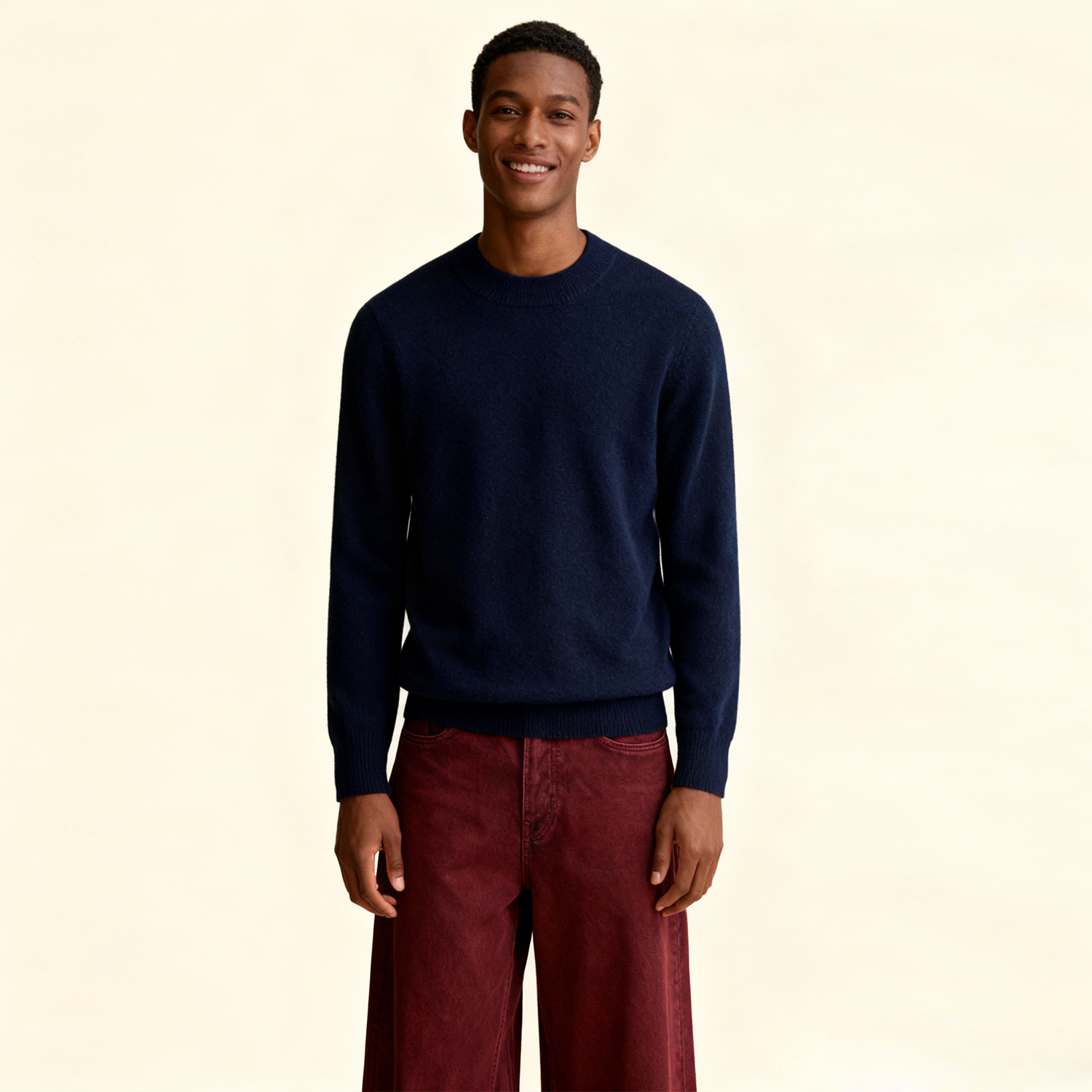 Men's Cashmere Crewneck Sweater Relaxed Minimalist Fit REAL SILK LIFE
