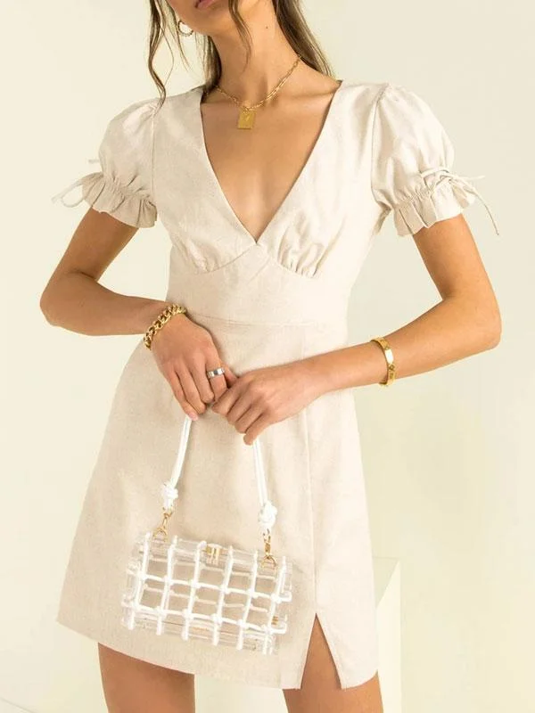 V neckline gorgeous mini dress