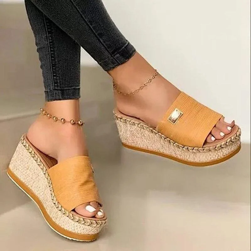 Summer Wedges Slippers Women Platform sandals Fashion High Heeled Shoes Outdoor Beach Sandals Ladies Slides Flip Flop big size 1108