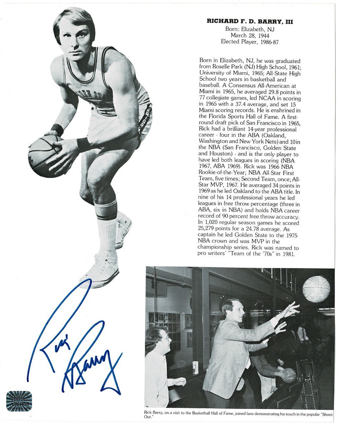Rick Barry signed autographed magazine Photo Poster painting! RARE! AMCo Authenticated! 9094