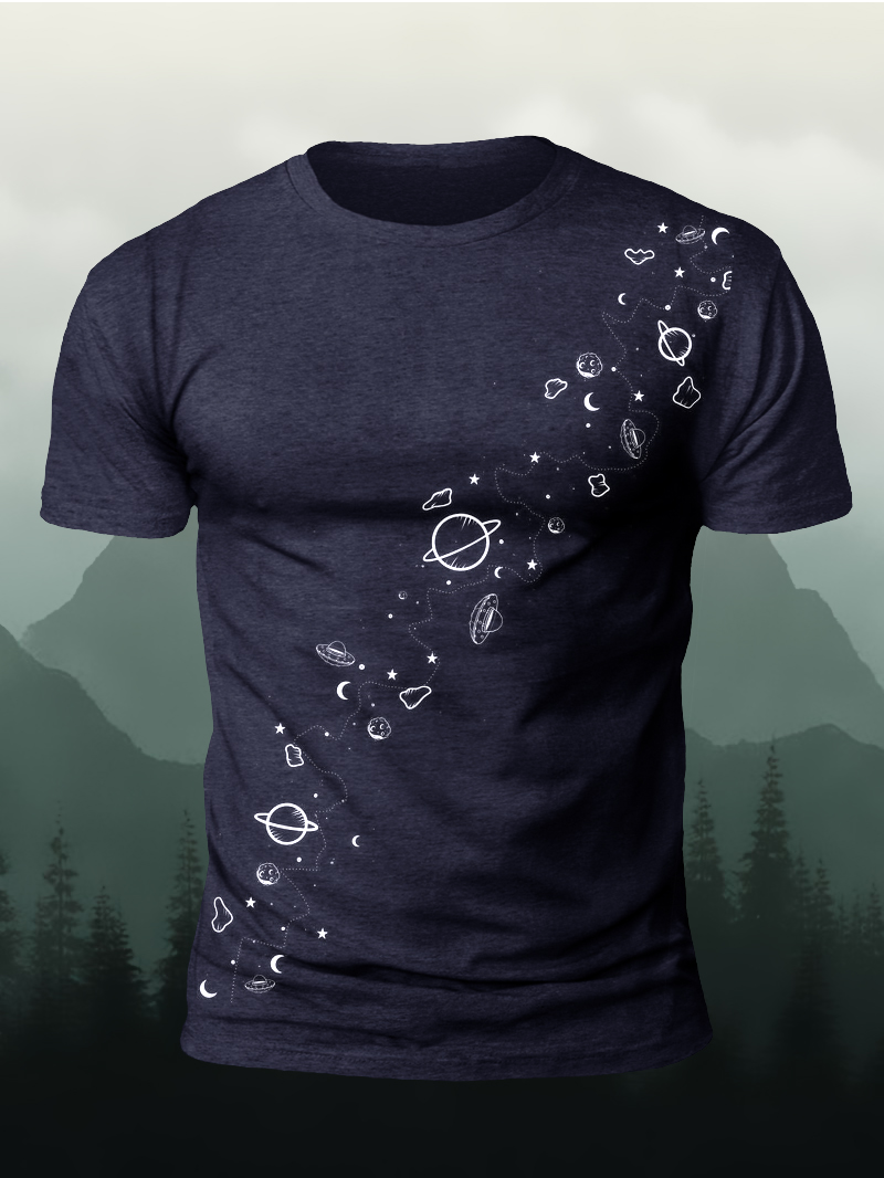 Men's Universe Solar System Print Short-Sleep T-shirt