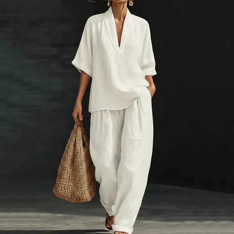 Women's Casual Cozy Minimalist Linen Two-piece Set