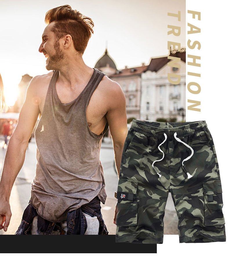 camo elastic waist shorts