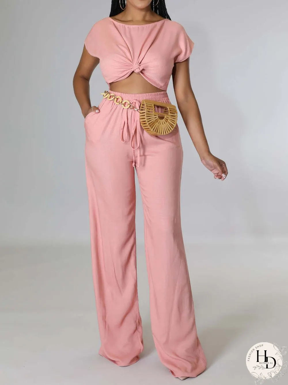 Women'S Sets Short Sleeve T-Shirt & Wide Leg Pants Two Piece Set