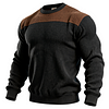 Black and Brown Ribbed Crew Neck Sweater by Inlyline