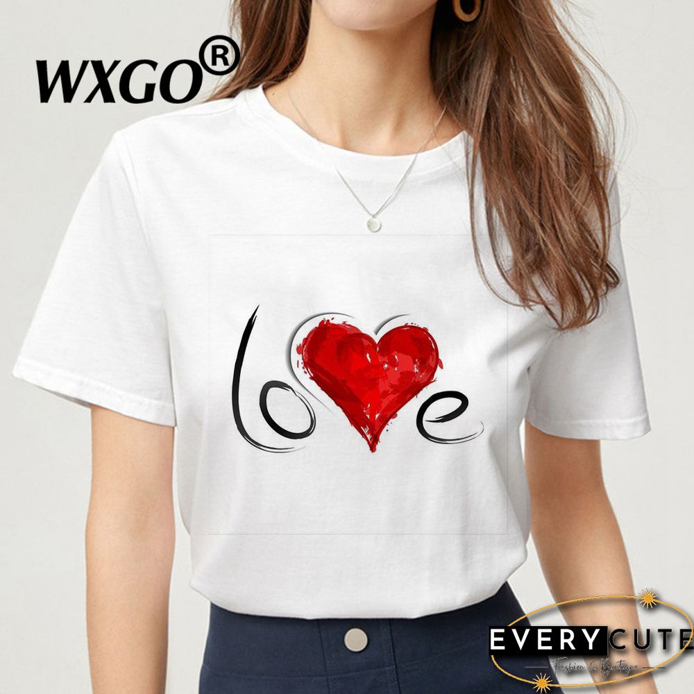 Love You Kiss Me Print Women T-shirt Kawail Crop Tops Sexy Short T Shirt For Women Graphic Tees Female Aesthetic Harajuku