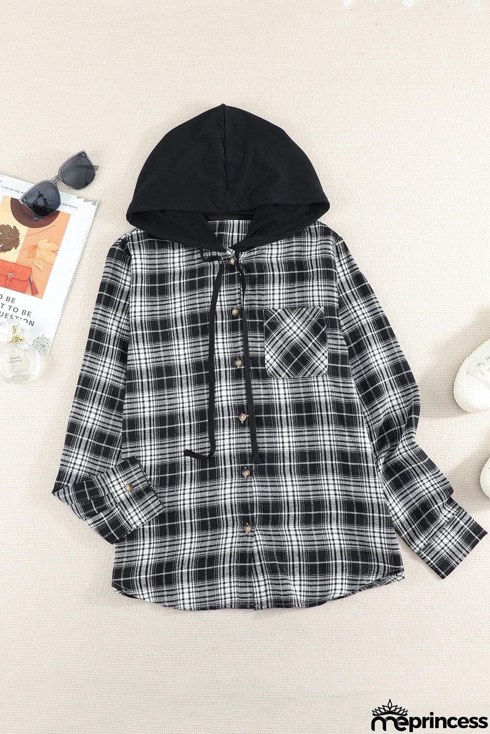 Plaid Hooded Shirt Coat