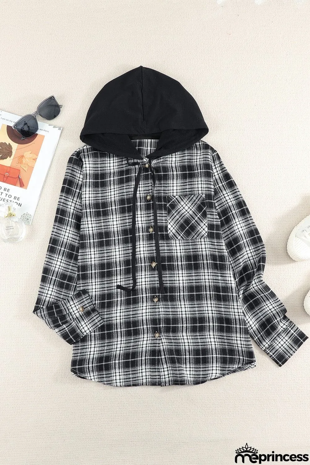 Plaid Hooded Shirt Coat